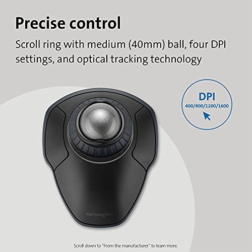 Kensington Orbit Wireless Trackball with Scroll Ring - Space Gray (K72675WW)
