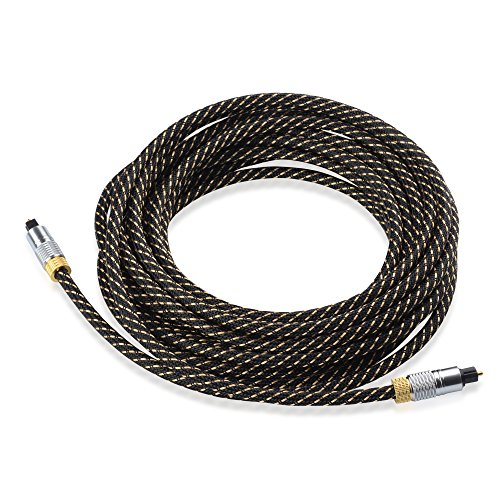 Cable Matters Gold Plated Toslink Digital Optical Audio Cable with Metal Connectors and Braided Jacket 25 Feet