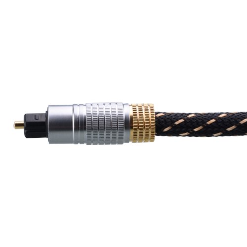 Cable Matters Gold Plated Toslink Digital Optical Audio Cable with Metal Connectors and Braided Jacket 25 Feet