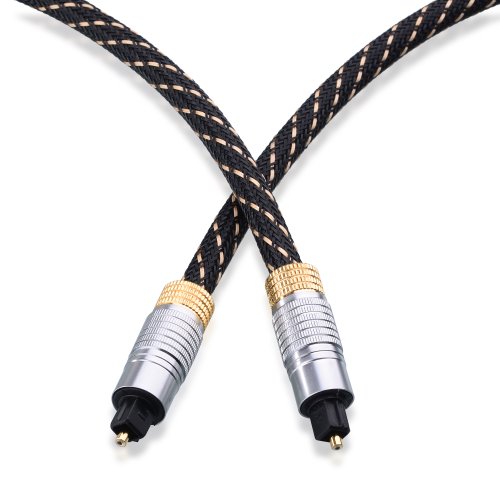 Cable Matters Gold Plated Toslink Digital Optical Audio Cable with Metal Connectors and Braided Jacket 25 Feet