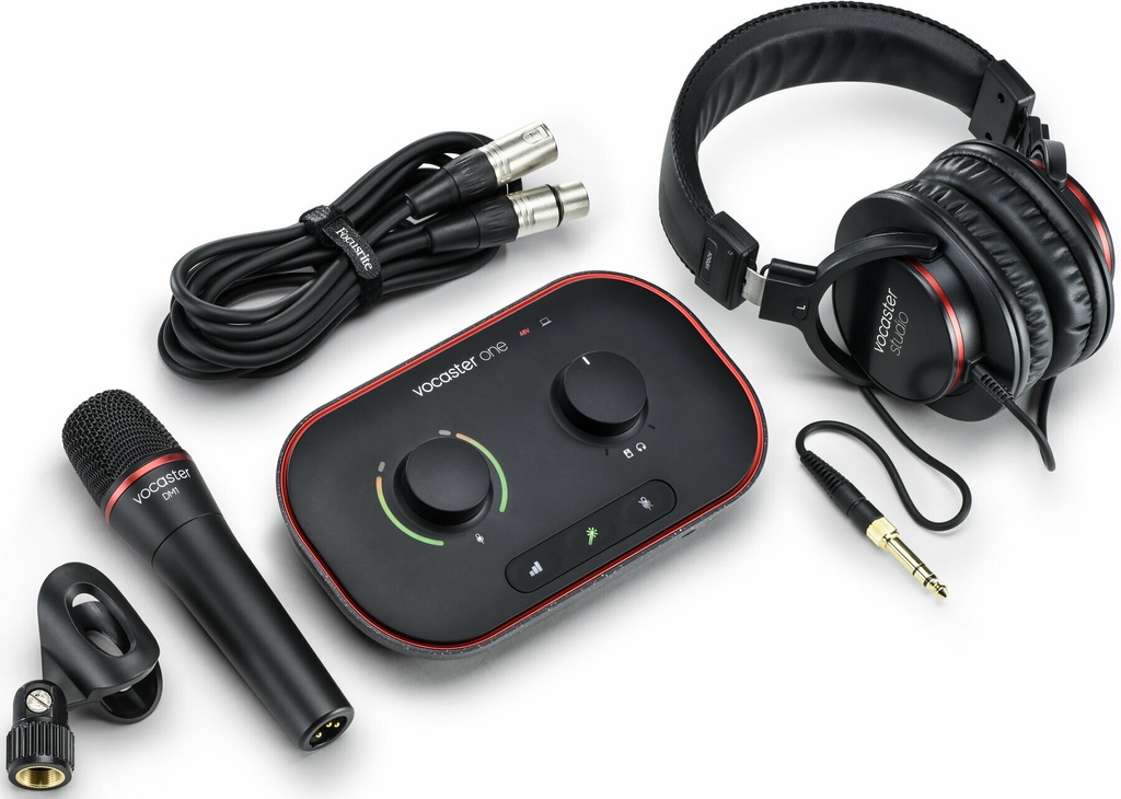 Focusrite Vocaster One Studio Podcasting Kit W/Vocaster DM1 Mic, HP60v Headphone
