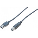 Cordon USB 2.0 A / B gris - 5 mètres