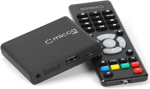 [X001JY4XGJ] Micca 4K Ultra-HD Digital Media Player for USB Drives and MicroSD Cards, Digital Signage, H.265/HEVC H.264/AVC MP4 MKV Videos MP3 Music JPG Photos, 4K HDMI, Analog AV, Auto Play and Resume