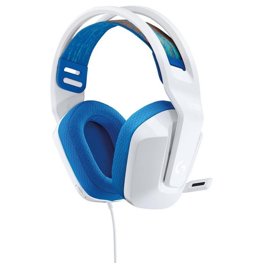 [981-001017] Casque gaming filaire Logitech G335, avec microphone rabattable, prise audio 3,5 mm, coussinets en mousse à mémoire de forme, léger, compatible PC, PlayStation, Xbox et Nintendo Switch – Blanc