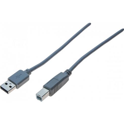 [532514] Cordon USB 2.0 A / B gris - 5 mètres