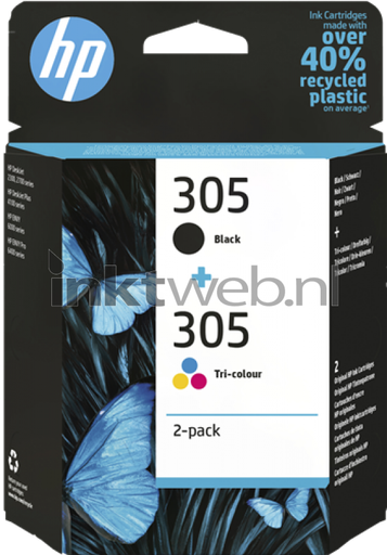 [6ZD17AE] HP 305 - 2-pack - Black, Colour (cyan, Magenta, Yellow) - Original - Ink Cartridge - for Deskjet 1255, 23XX, 27XX, 41XX,